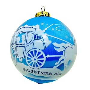 Hallmark Keepsake 1982 Moments Of Love Blue Satin Unbreakable Christmas Ornament